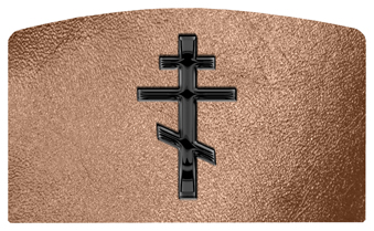DACRO 519 BK SH BZ Black Orthodox Cross Shimmer Bronze Background